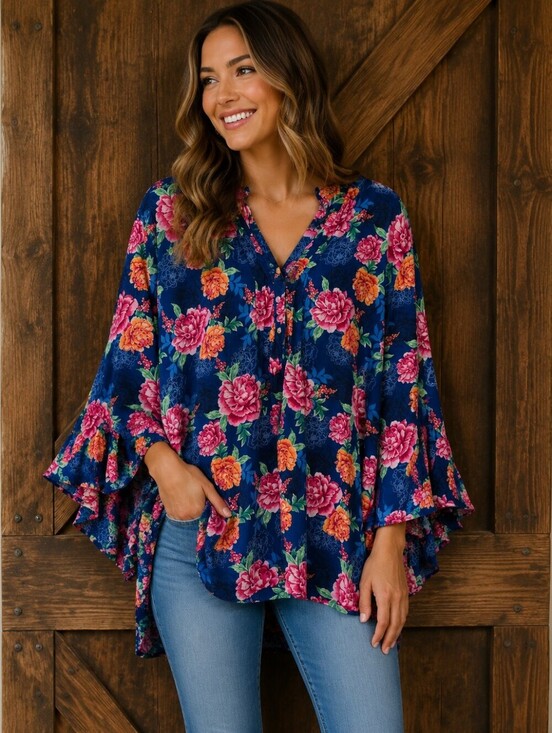 The Pioneer Woman Tops - The Pinoneer Woman Ruffle Bell Sleeve Blouse Size XXXL